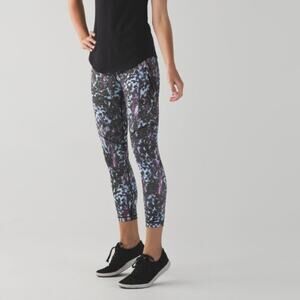 Lululemon Floral Sport Tranquil Blue Multi All Sport Crop Leggings 6